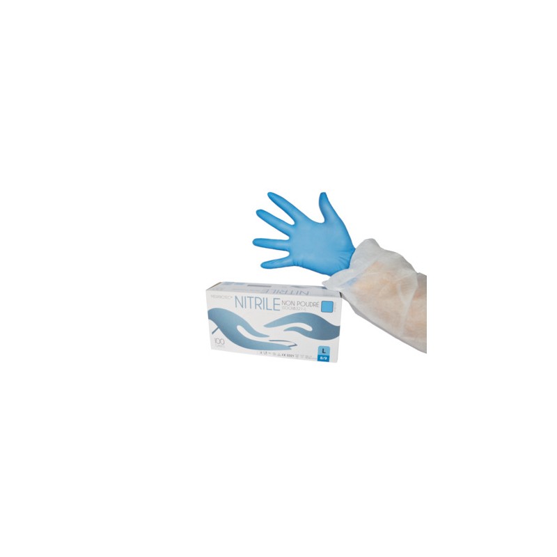 GANTS UU NITRILE NON POUDRES BLEU boite de 100 MEDIPROTEC (ISOGNB321)