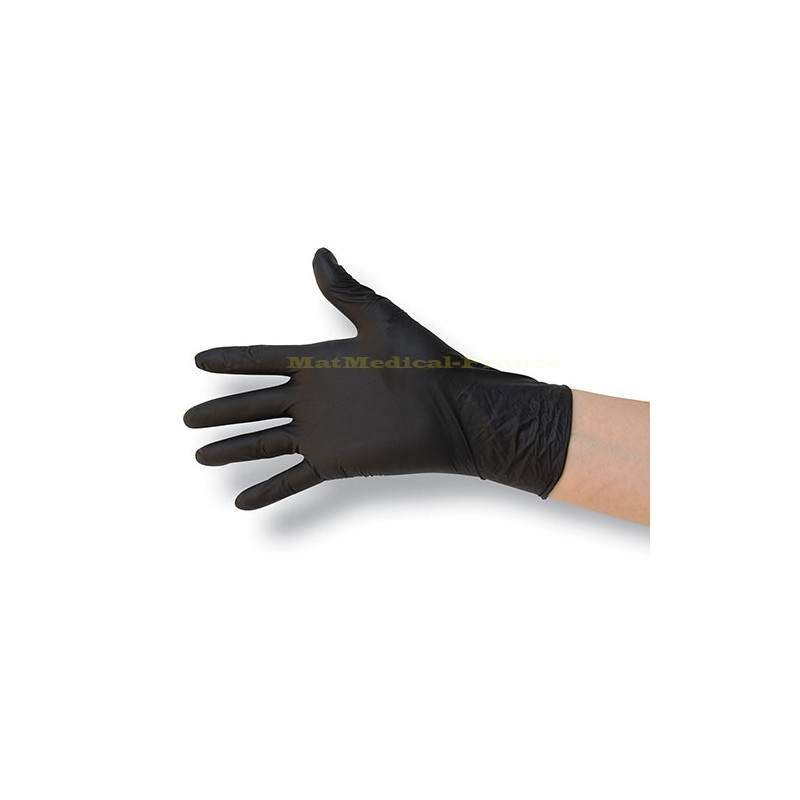 GANTS USAGE UNIQUE NITRILE NON POUDRES NOIRS boite de 100 MEDIPROTEC (ISOGNN338)
