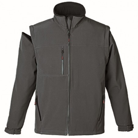 YANG VESTE 2/1 GRISE SOFTSHELL MANCHES AMOVIBLES