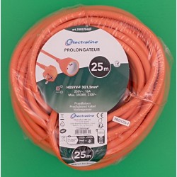 RALLONGE ELECTRIQUE DE JARDIN AVEC TERRE 3X1.5 ORANGE 25M