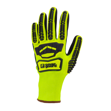 GANTS MANUTENTION ANTI COUPURES ANTI CHOCS IMPACT 100 JAUNE CUT C (4342) MILIEU SEC T07