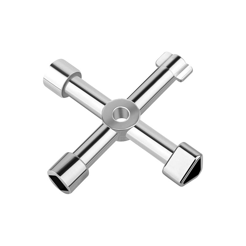 CLEF UNIVERSELLE EN CROIX FINITION CHROMEE (2 TAILLES TRIANGLE, carré, rond)