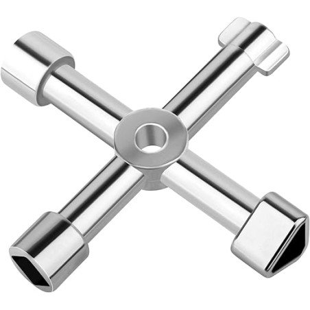 CLEF UNIVERSELLE EN CROIX FINITION CHROMEE (2 TAILLES TRIANGLE, carré, rond)