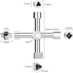CLEF UNIVERSELLE EN CROIX FINITION CHROMEE (2 TAILLES TRIANGLE, carré, rond)