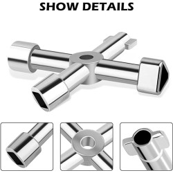 CLEF UNIVERSELLE EN CROIX FINITION CHROMEE (2 TAILLES TRIANGLE, carré, rond)