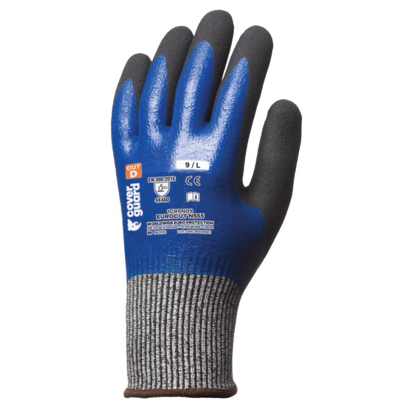 GANTS MANUTENTION EUROCUT N555 HPPE NITRILE HUMIDE ET HUILEUX (4X440)