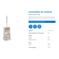 COMBINE BROSSE WC + BROSSE REBORDS ET RECEPTACLE BLANC ROND OU CARRE
