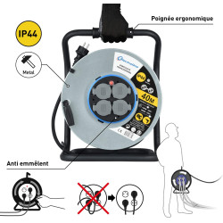 RALLONGE ELECTRIQUE ENROULEUR PLATINE FIXE 3G2.5 - 40M