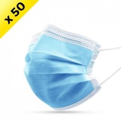 MASQUE ANTI-PROJECTION 3PLIS (TYPE CHIRURGICAUX) BLEU BOITE DE 50