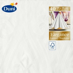 SERVIETTES DE TABLE 2 PLIS 48X48CM DUNIS ELEGANCE LILY BLANC HPS- PAQUET DE 40