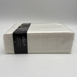 SERVIETTES DE TABLE NON TISSEES 2 PLIS 60G 40X40CM GC CLASS BLANC LISERE BORDEAUX GOMA- CARTON DE 500
