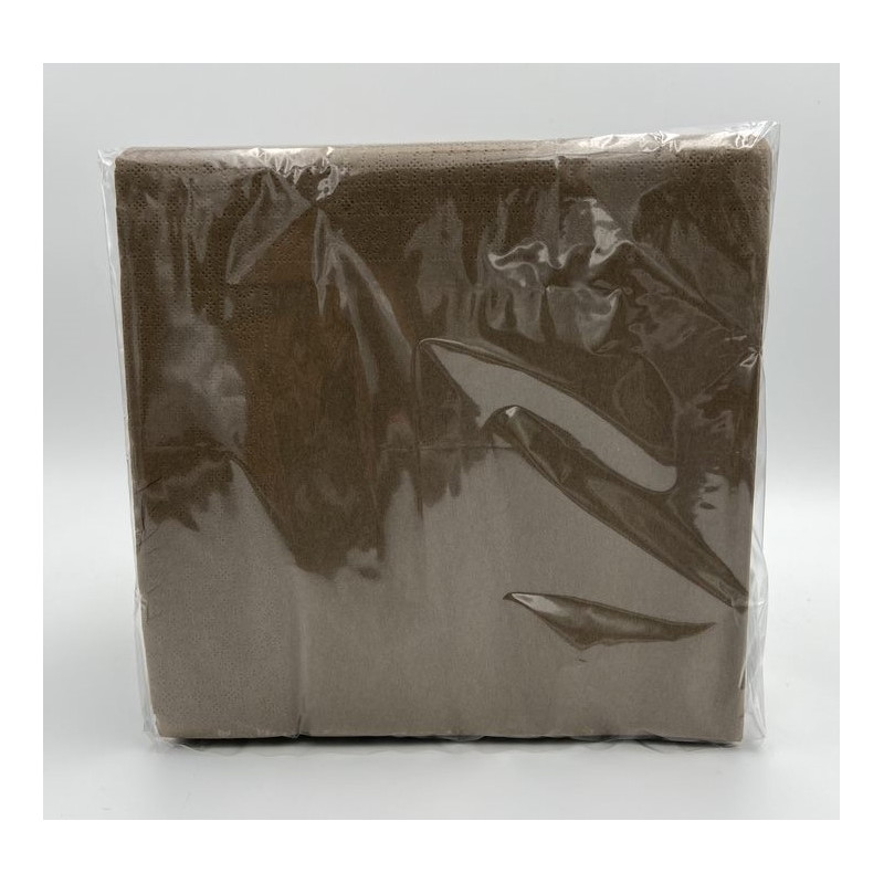 SERVIETTES DE TABLE OUATE 2 PLIS 40X40CM SATEN CHOCOLAT- CARTON DE 2400