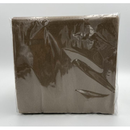 SERVIETTES DE TABLE OUATE 2 PLIS 40X40CM SATEN CHOCOLAT- CARTON DE 2400