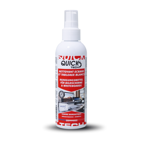 NETTOYANT SANS ALCOOL ECRANS ET TABLEAUX BLANCS QUICK TECH KING VAPO DE 200ML