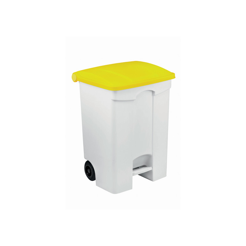 POUBELLE A PEDALE CONTITOP MOBILE 70L BLANC/JAUNE