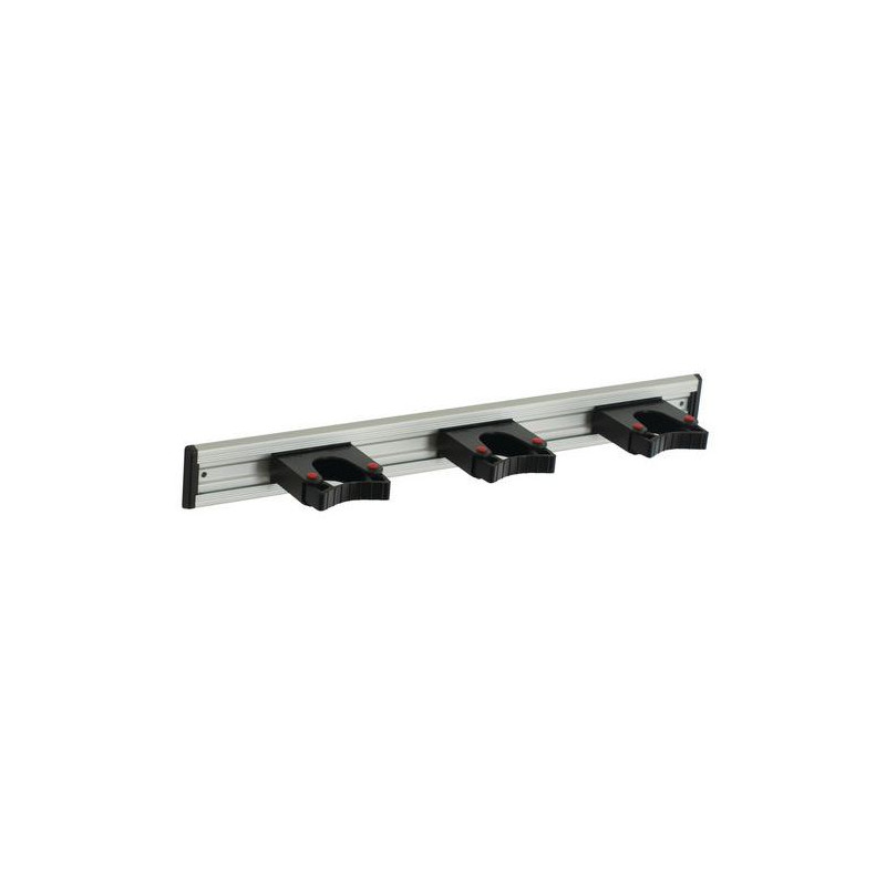 RAIL PORTE OUTIL ALUMINIUM 50CM + 3 PORTE OUTILS : 1FIX30/40+2FIX20/30 (SUPPORT MURAL BALAIS)