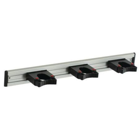 RAIL PORTE OUTIL ALUMINIUM 50CM + 3 PORTE OUTILS : 1FIX30/40+2FIX20/30 (SUPPORT MURAL BALAIS)