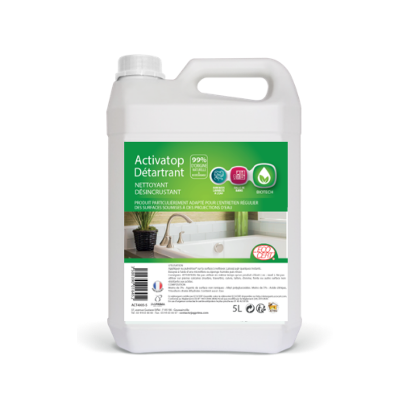 ACTIVATOP NETTOYANT DETARTRANT DESINCRUSTANT POUR LES SURFACES SANITAIRES PH:4 (ACT4005-5) BIDON DE 5L