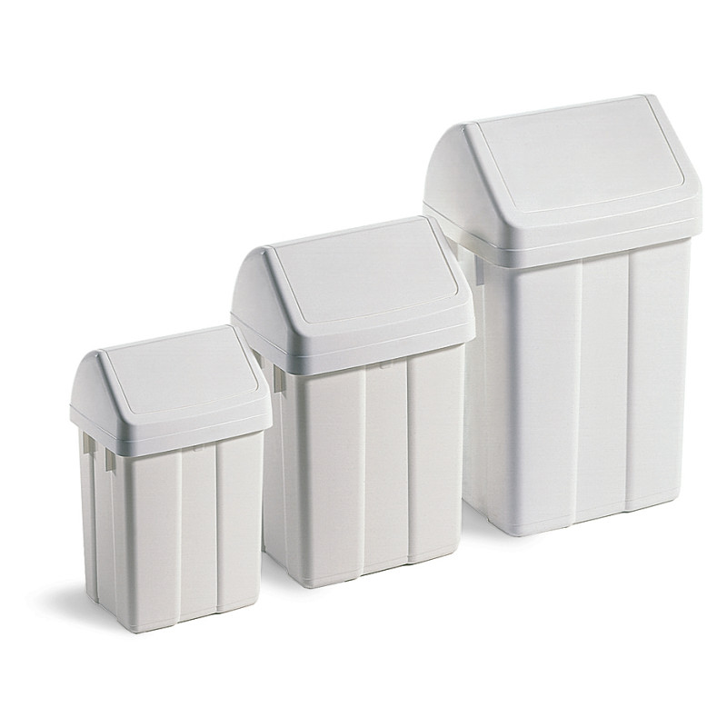 POUBELLE 12L FLIP FLAP AVEC COUVERCLE BLANC (0708162/BL)