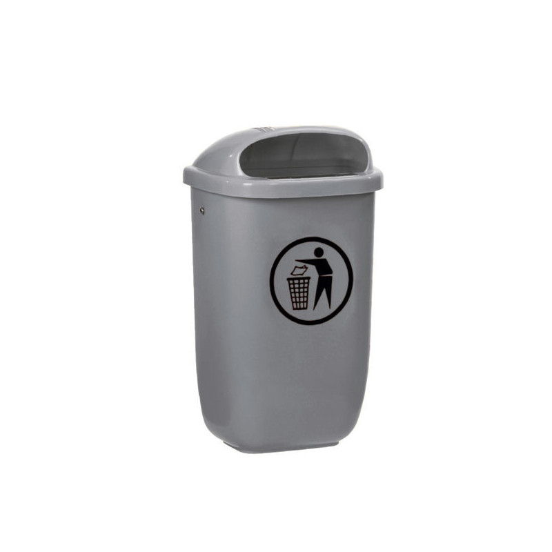 CORBEILLE PLASTIQUE EXTERIEURE CLASSIC GRISE 50L MEDIAL