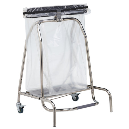 POUBELLE SUPPORT SAC MOBILE A PEDALE CLAPET HERMETIQUE INOX 50L