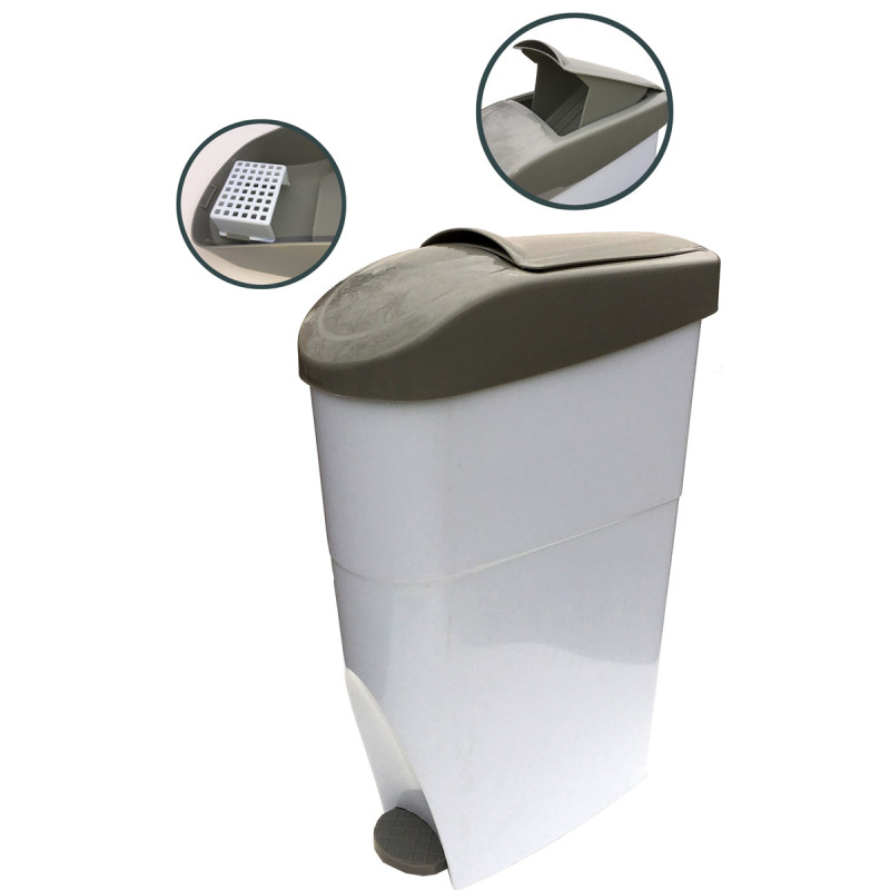POUBELLE A PEDALE HYGIENE FEMININE SERENA 22L BLANC
