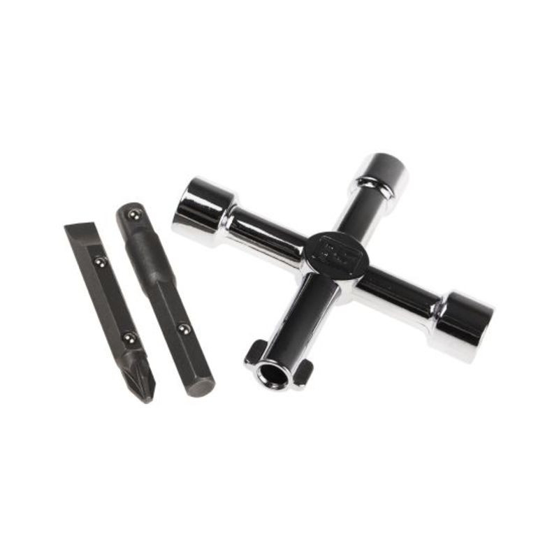 CLE UNIVERSELLE EN CROIX FINITION CHROMEE (TRIANGLE, CARRE, ROND) 4393025