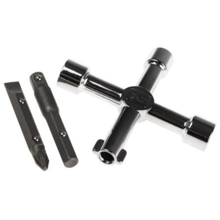 CLE UNIVERSELLE EN CROIX FINITION CHROMEE (TRIANGLE, CARRE, ROND) 4393025