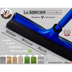 BALAI SORCIER/COIFFEUR V7 UNIK TETE SANS MANCHE BLEU 30CM