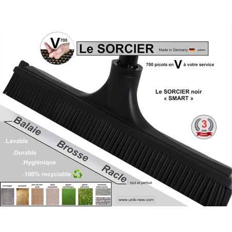 BALAI SORCIER/COIFFEUR V7 UNIK TETE SANS MANCHE NOIR 30CM