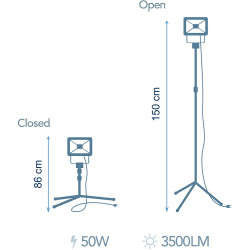 PROJECTEUR SUR TREPIED 50W 3500 LUMEN