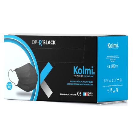MASQUE MEDICAL OP-R A ELASTIQUES EN 14683 TYPE II NOIR BOITE DE 40 UNITES