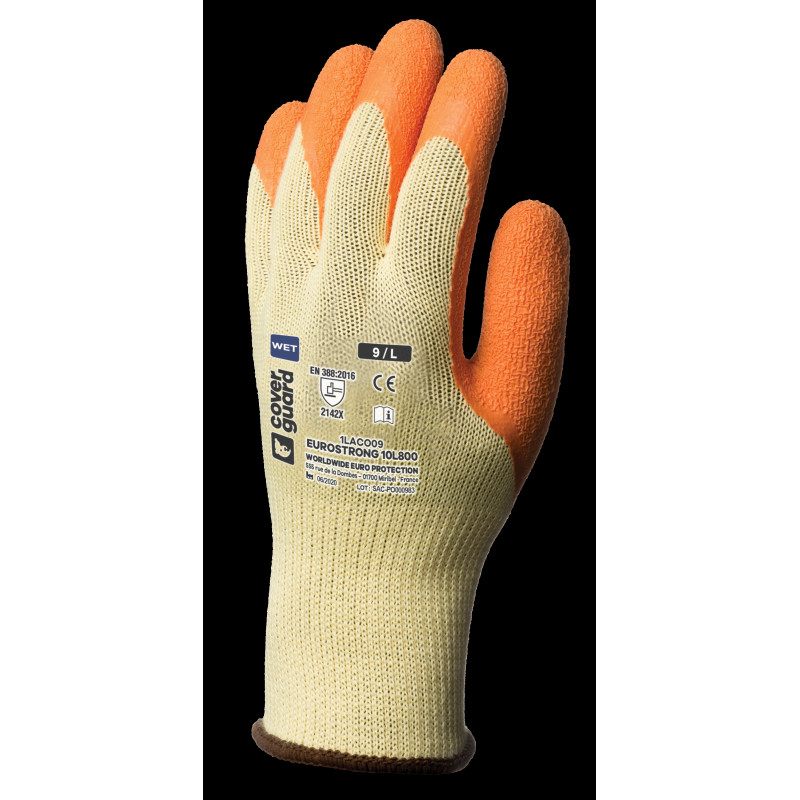 GANTS MANUTENTION EUROSTRONG 10L800 COTON ENDUIT LATEX MACONNERIE PAVAGE T09