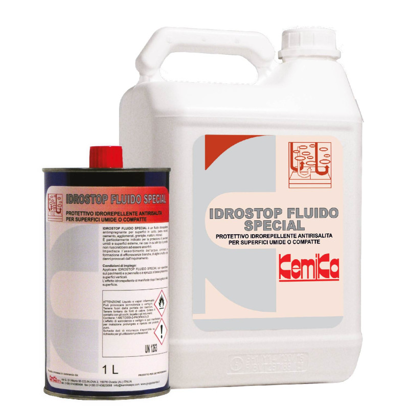 KEMIKA IDROSTOP FLUIDO SPECIAL PROTECTION HYDROFUGEANT POUR TERRES CUITES HUMIDES BIDON DE 5L