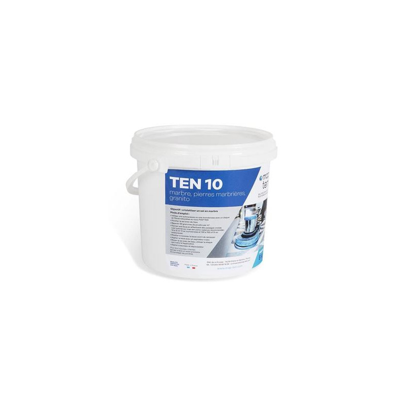 TEN 10 POUDRE NETTOYANT CRISTALLISANT MARBRE PIERRES MARBRIERES GRANITO SEAU DE 5KG 