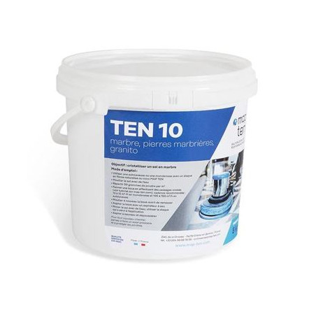 TEN 10 POUDRE NETTOYANT CRISTALLISANT MARBRE PIERRES MARBRIERES GRANITO SEAU DE 5KG 
