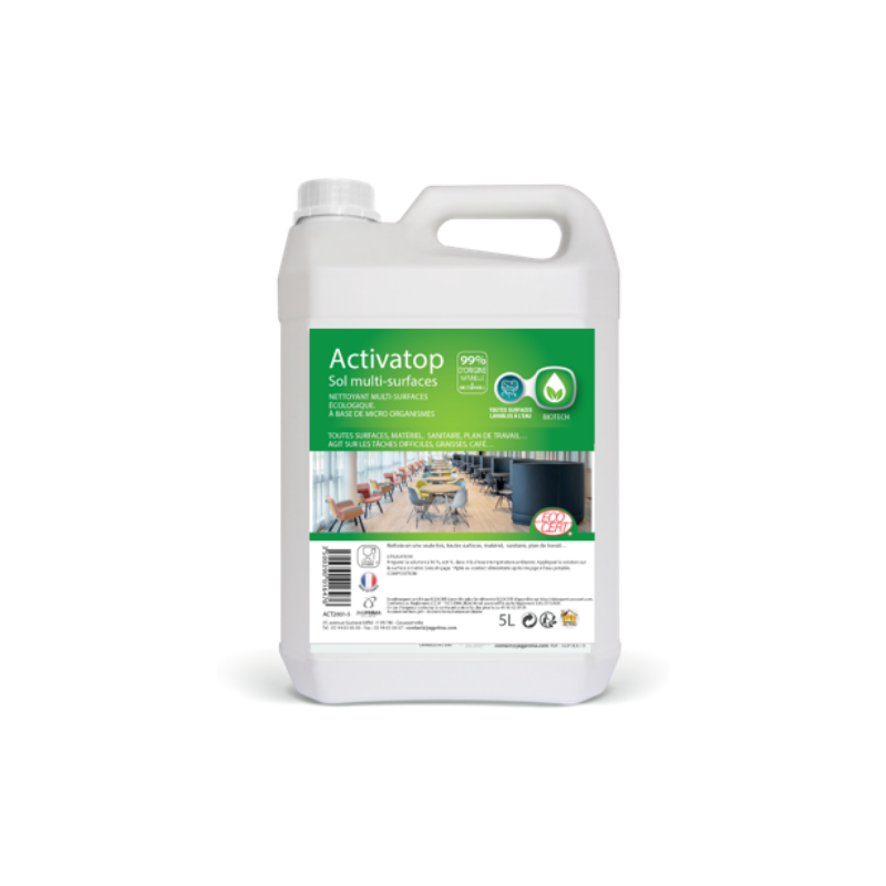 ACTIVATOP SOL MULTISURFACES ECOLOGIQUE A BASE DE MICRO ORGANISMES ECOLABEL pH:7,6 BIDON DE 5L