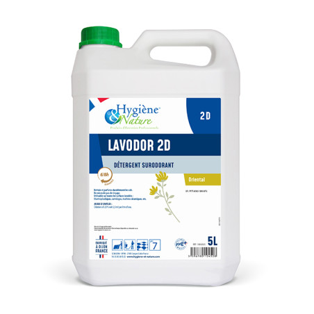 LAVODOR 2D DETERGENT SURODORANT REMANENT SOLS ET SURFACES PH:7 PARFUM ORIENTAL BIDON DE 5L