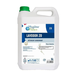 LAVODOR 2D DETERGENT SURODORANT REMANENT SOLS ET SURFACES PH:7 PARFUM FLEURS BLANCHES BIDON DE 5L