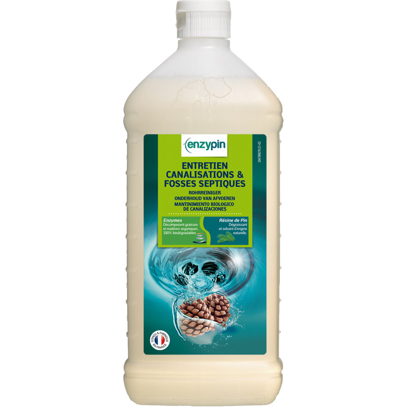 ENZYPIN NETTOYANT ENTRETIEN DES CANALISATIONS ET FOSSES SEPTIQUES PH : 9,8-10,5 (5332) FLACON DE 1L