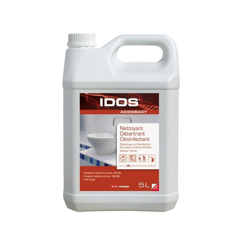 IDOS ACIDOBACT NG NETTOYANT DETARTRANT DESINFECTANT PARFUME PH: 2.25 (ACIBA00060) BIDON DE 5L