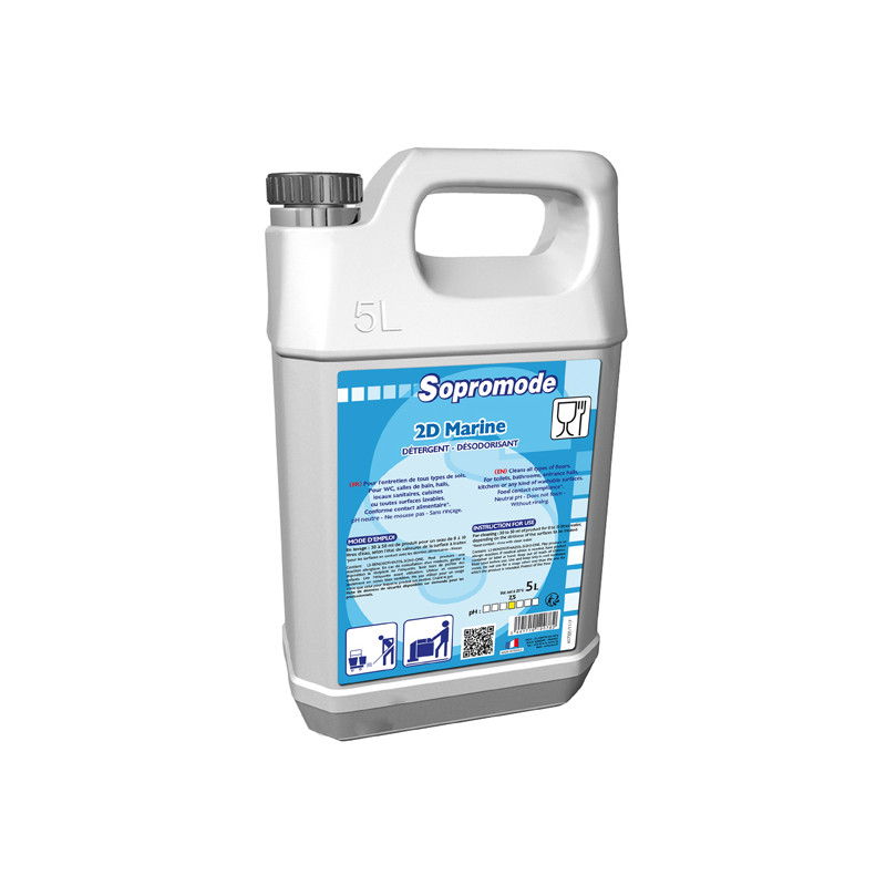 SOPROMODE 2D DETERGENT SURODORANT NEUTRE NON MOUSSANT SOLS PARFUM MARINE BIDON DE 5L