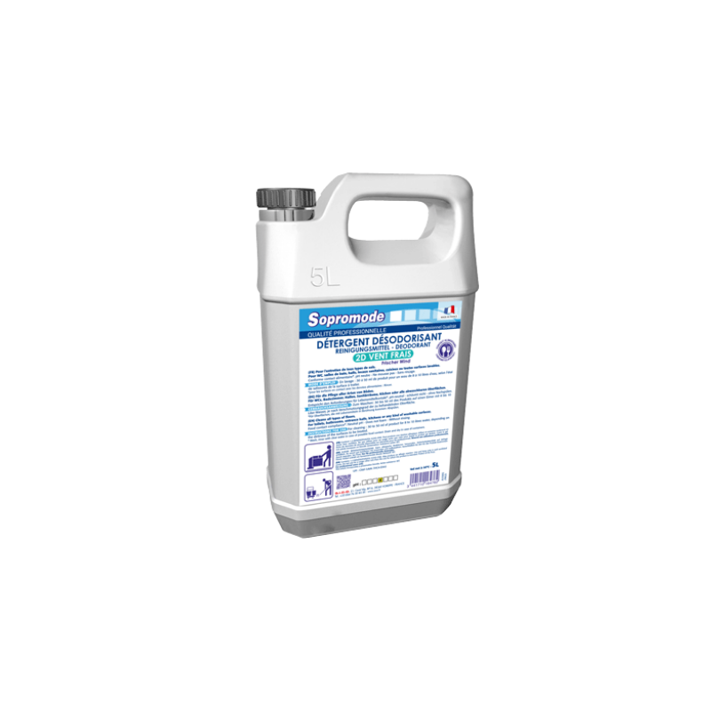 SOPROMODE 2D DETERGENT SURODORANT NEUTRE NON MOUSSANT SOLS PARFUM VENT FRAIS BIDON DE 5L