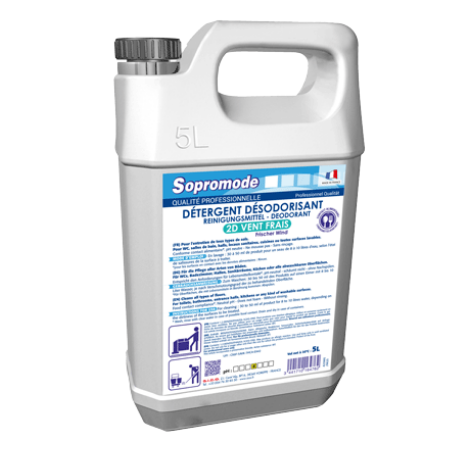SOPROMODE 2D DETERGENT SURODORANT NEUTRE NON MOUSSANT SOLS PARFUM VENT FRAIS BIDON DE 5L