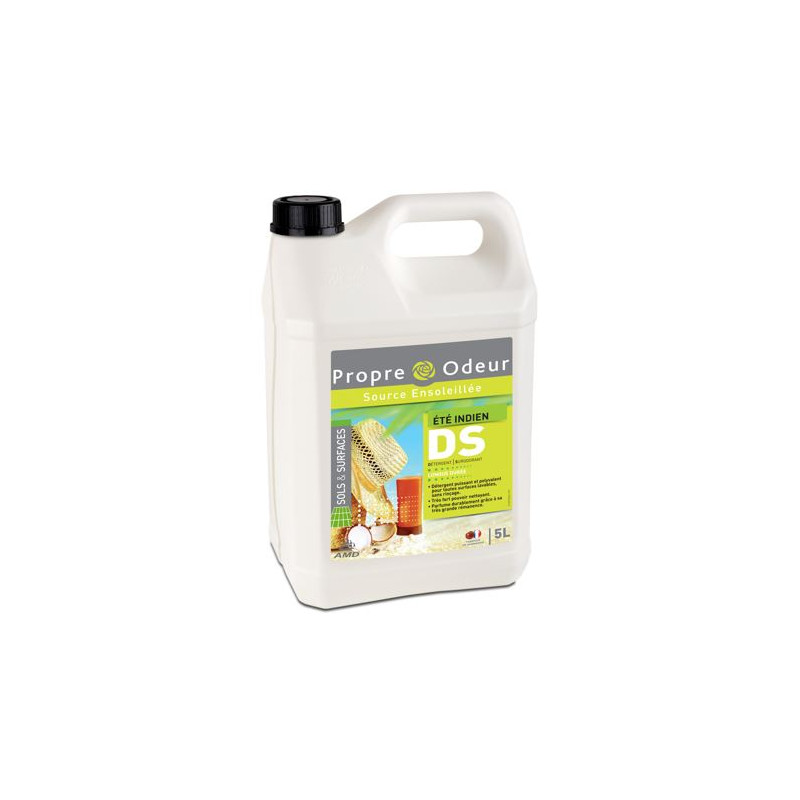 DS5 DETERGENT SURODORANT TRES CONCENTRE TOUTES SURFACES PH:7 PROPRE ODEUR PARFUM ETE INDIEN BIDON DE 5L