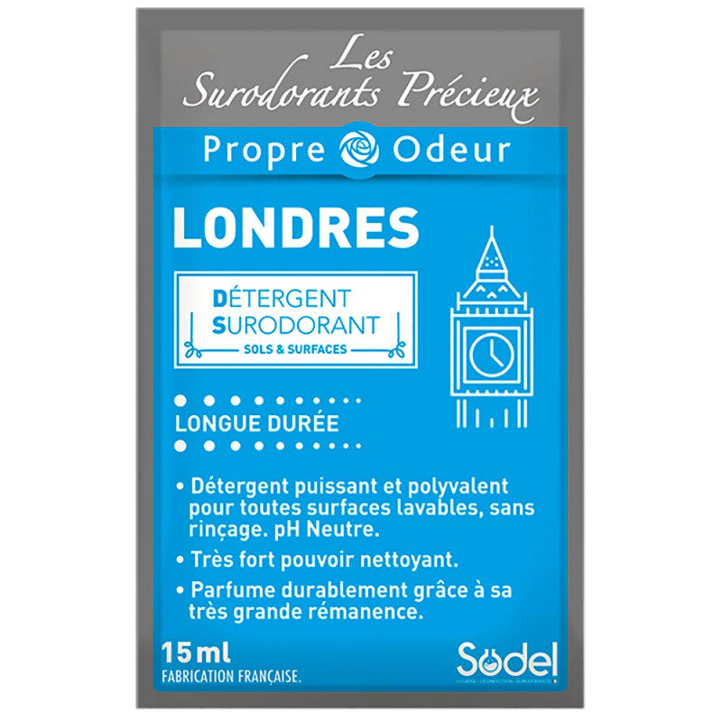 DS DETERGENT SURODORANT PRECIEUX PROPRE ODEUR PARFUM LONDRES DOSETTES DE 15ML-CARTON DE 250