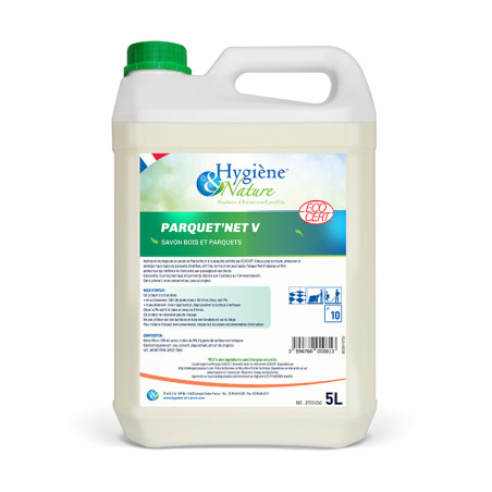 PARQUET NET V HYGIENE ET NATURE TOUS SOLS BOIS ECOCERT pH10 BIDON DE 5L