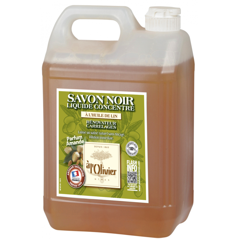SAVON NOIR LIQUIDE NETTOYANT TOUTES SURFACES PARFUM AMANDE BIDON DE 5L