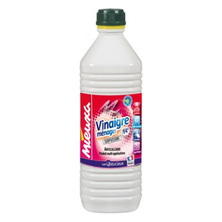 VINAIGRE MENAGER SURPUISSANT BLANC 14° NETTOYANT DETACHANT DEGRAISSANT MIEUXA FLACON DE 1L