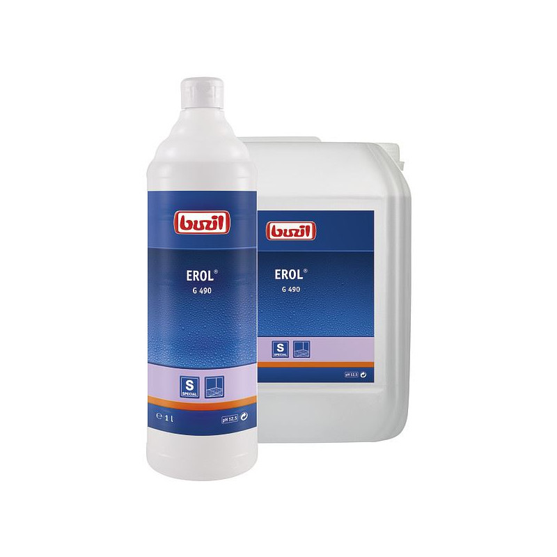 EROL G490 NETTOYANT INTENSIF ALCALIN PEU MOUSSANT POUR GRES CERAME PH:12.50 FLACON DE 1L